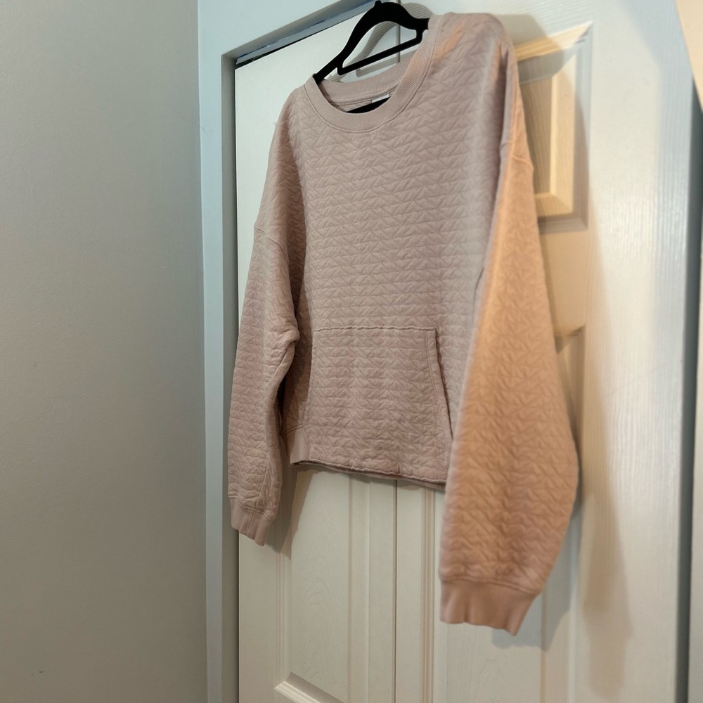 All In Motion Quilted Crewneck Sweatshirt Blush Pink Kangaroo Pocket M - Picture 2 of 6